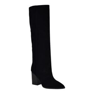 Nine West Women's Chicke Suede Block Heel Knee High Boots Black Size 7 1/2 M